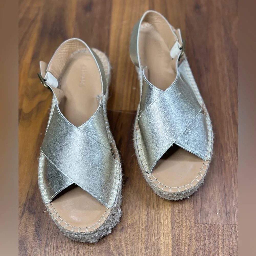 Soludos Eloise Espadrille Sandals Platinum (Gold) 7.5 NWOB